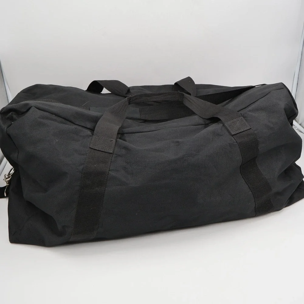 Justin Equine Duffel Bag Large Black Canvas Western Travel Logo